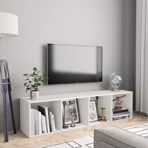 Meuble TV suspendu 4 niches bois blanc Neone 143 cm - Photo n°3; ?>