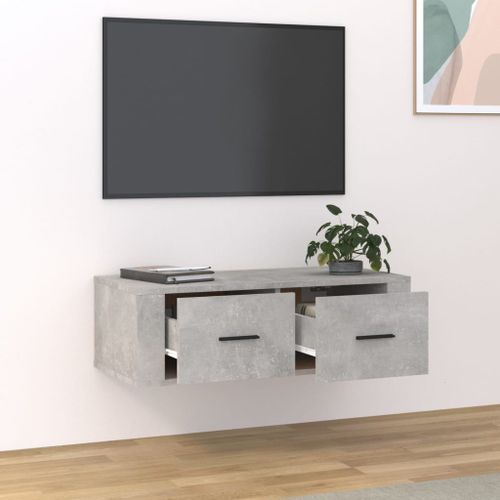 Meuble TV suspendu Gris béton 80x36x25 cm Bois d'ingénierie - Photo n°3; ?>