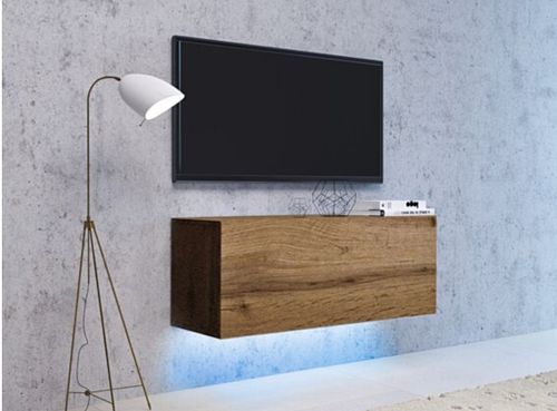 Meuble TV suspendu VIVO 100 cm Chêne wotan avec LED - Photo n°2; ?>