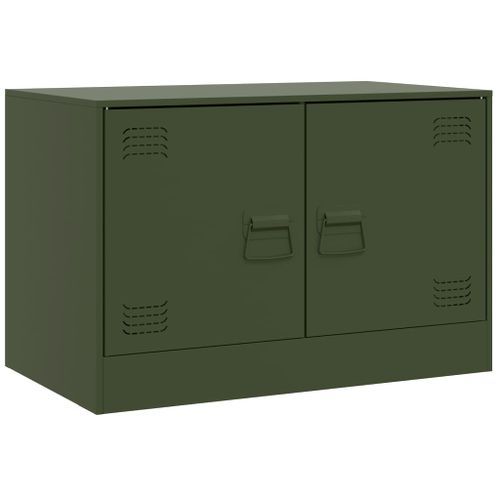 Meuble TV vert olive 67x39x44 cm acier - Photo n°2; ?>