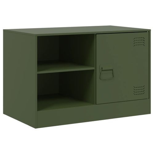 Meuble TV vert olive 67x39x44 cm acier - Photo n°2; ?>