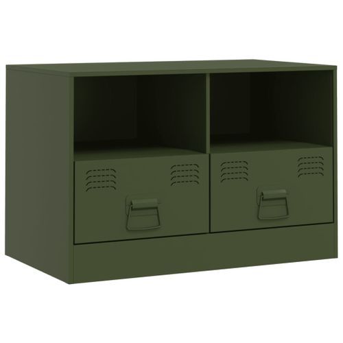 Meuble TV vert olive 67x39x44 cm acier - Photo n°2; ?>