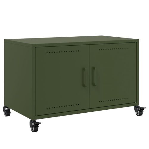 Meuble TV vert olive 68x39x43,5 cm acier laminé à froid - Photo n°2; ?>