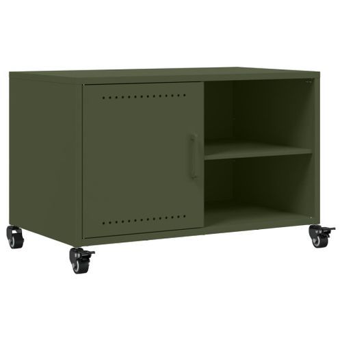 Meuble TV vert olive 68x39x43,5 cm acier laminé à froid - Photo n°2; ?>