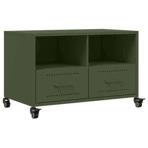 Meuble TV vert olive 68x39x43,5 cm acier laminé à froid - Photo n°2; ?>