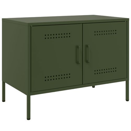 Meuble TV vert olive 68x39x50,5 cm acier - Photo n°2; ?>