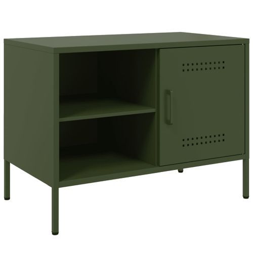 Meuble TV vert olive 68x39x50,5 cm acier - Photo n°2; ?>