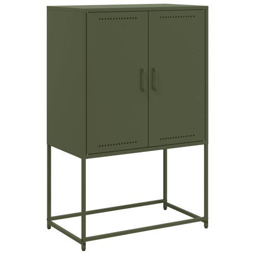 Meuble TV vert olive 68x39x60,5 cm acier - Photo n°2; ?>