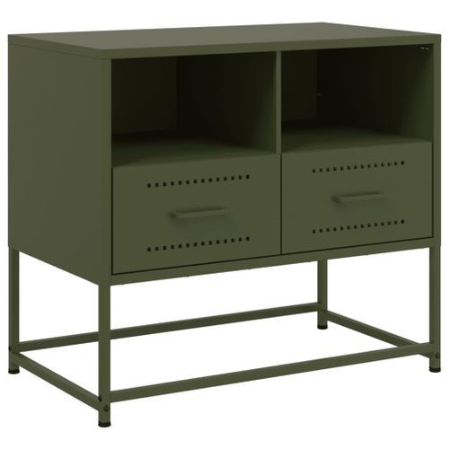 Meuble TV vert olive 68x39x60,5 cm acier - Photo n°2; ?>