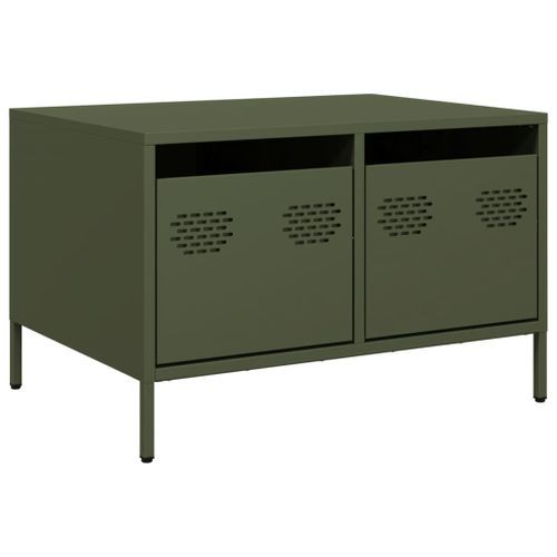 Meuble TV vert olive 68x50x43,5 cm acier laminé à froid - Photo n°2; ?>