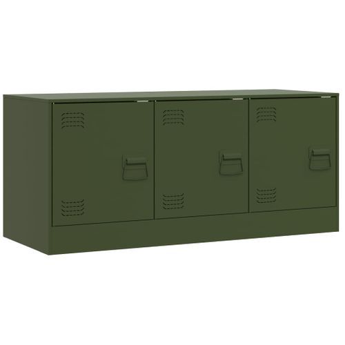 Meuble TV vert olive 99x39x44 cm acier - Photo n°2; ?>