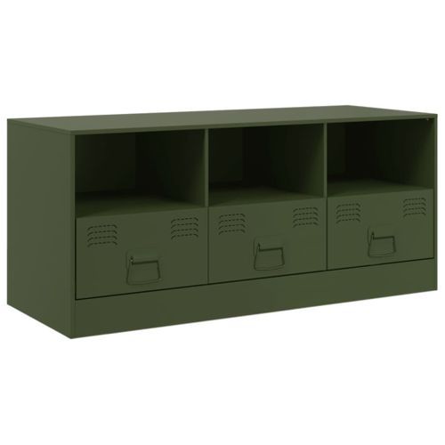 Meuble TV vert olive 99x39x44 cm acier - Photo n°2; ?>