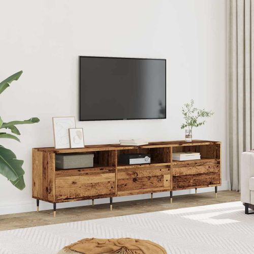 Meuble TV vieux bois 150x30x44,5 cm bois d'ingénierie - Photo n°3; ?>