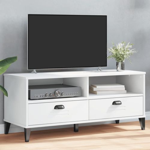 Meuble TV VIKEN blanc bois de pin solide - Photo n°2; ?>