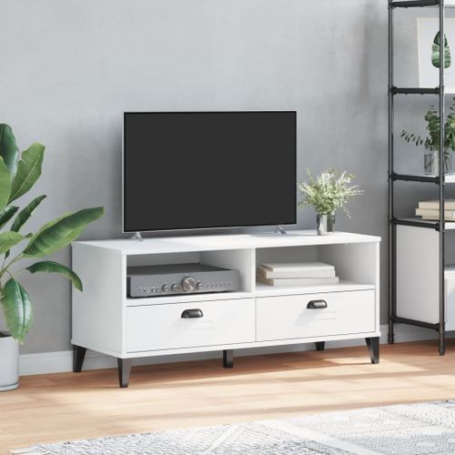 Meuble TV VIKEN blanc bois de pin solide - Photo n°3; ?>