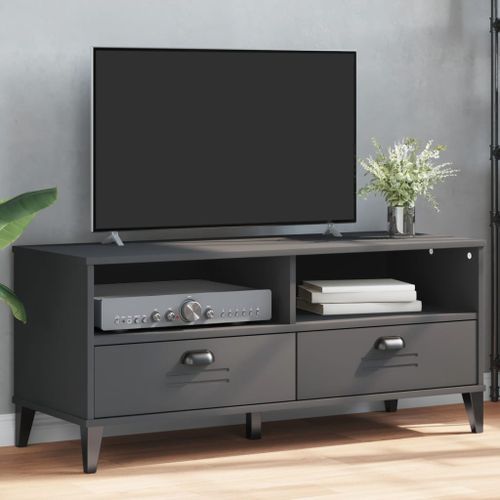 Meuble TV VIKEN gris anthracite bois de pin solide - Photo n°2; ?>