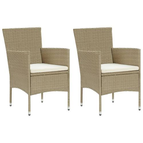 Meubles à dîner de jardin et coussins 3 pcs Poly rotin Beige - Photo n°3; ?>