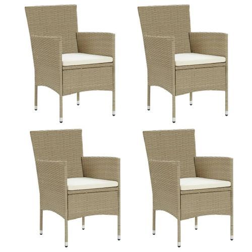 Meubles à dîner de jardin et coussins 5 pcs Poly rotin Beige 2 - Photo n°3; ?>