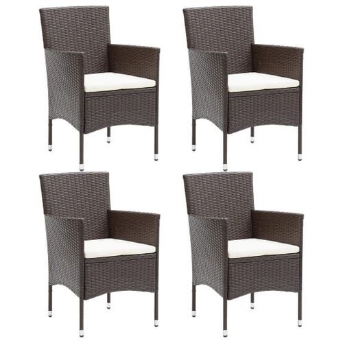 Meubles à dîner de jardin et coussins 5 pcs Poly rotin Marron 3 - Photo n°3; ?>