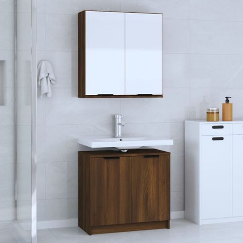 Meubles de salle de bain 2 pcs Chêne marron Bois d'ingénierie - Photo n°2; ?>