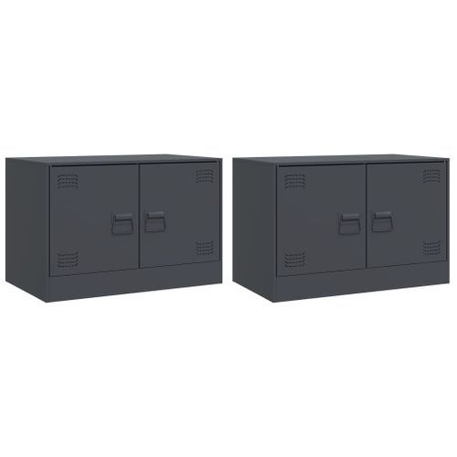 Meubles TV 2 pcs anthracite 67x39x44 cm acier - Photo n°2; ?>