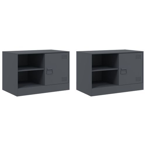 Meubles TV 2 pcs anthracite 67x39x44 cm acier - Photo n°2; ?>