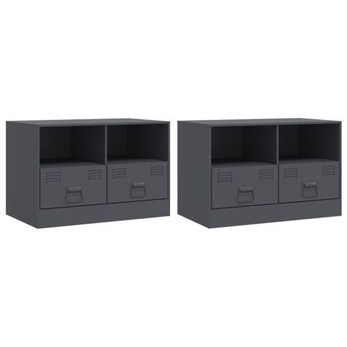 Meubles TV 2 pcs anthracite 67x39x44 cm acier - Photo n°2; ?>