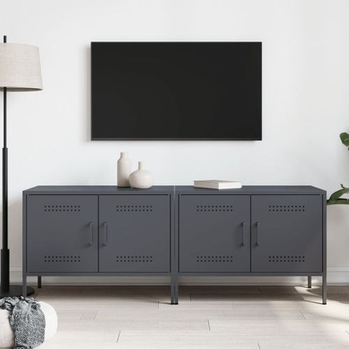 Meubles TV 2 pcs anthracite 68x39x50,5 cm acier - Photo n°3; ?>