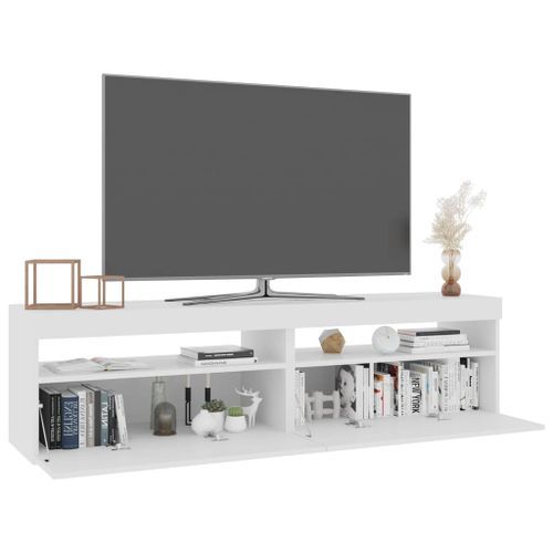 Meubles TV 2 pcs avec lumières LED Blanc brillant 75x35x40 cm - Photo n°3; ?>