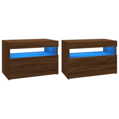 Meubles TV 2 pcs avec lumières LED Chêne marron 60x35x40 cm - Photo n°2; ?>