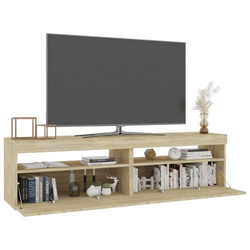 Meubles TV 2 pcs avec lumières LED Chêne sonoma 75x35x40 cm - Photo n°3; ?>