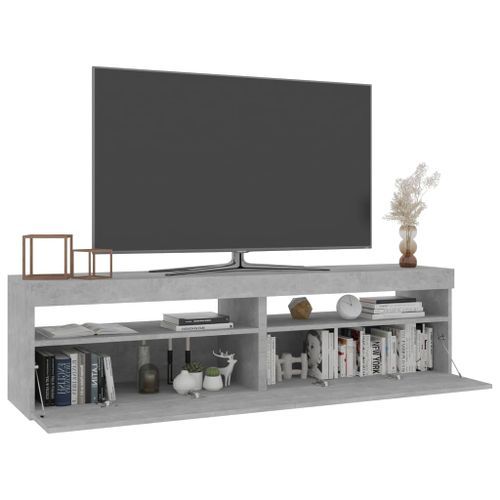 Meubles TV 2 pcs avec lumières LED Gris béton 75x35x40 cm - Photo n°3; ?>