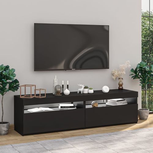 Meubles TV 2 pcs avec lumières LED Noir 75x35x40 cm - Photo n°3; ?>