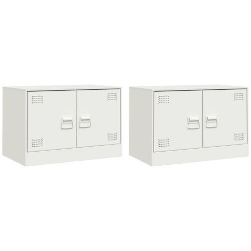 Meubles TV 2 pcs blanc 67x39x44 cm acier - Photo n°2; ?>