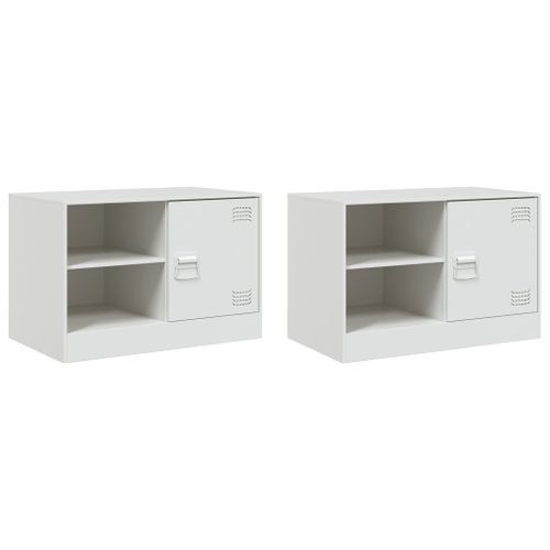 Meubles TV 2 pcs blanc 67x39x44 cm acier - Photo n°2; ?>