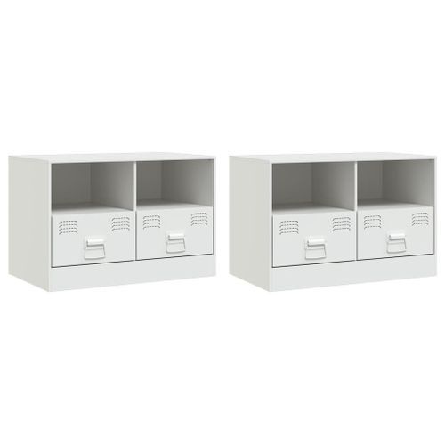 Meubles TV 2 pcs blanc 67x39x44 cm acier - Photo n°2; ?>