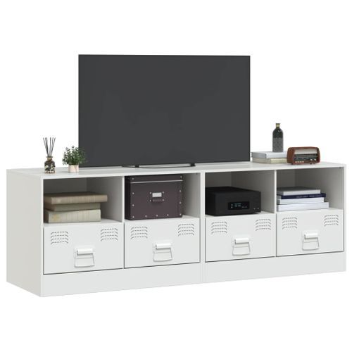 Meubles TV 2 pcs blanc 67x39x44 cm acier - Photo n°3; ?>