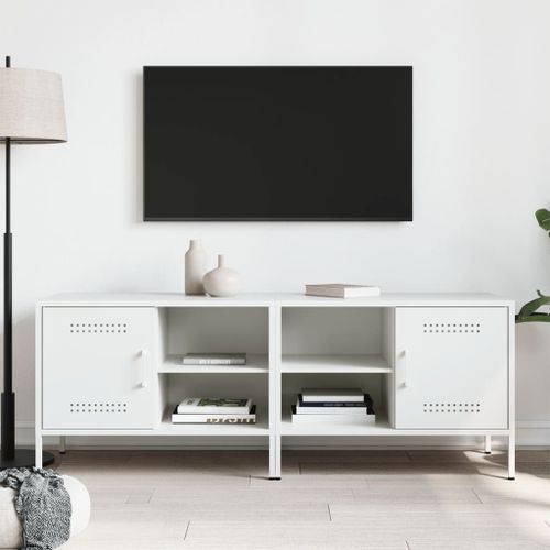 Meubles TV 2 pcs blanc 68x39x50,5 cm acier - Photo n°3; ?>