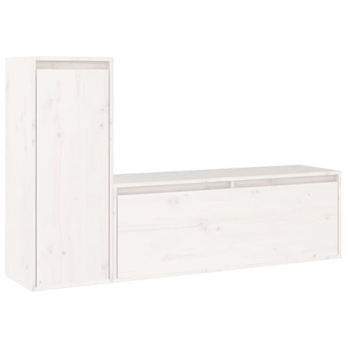 Meubles TV 2 pcs Blanc Bois massif de pin - Photo n°2; ?>