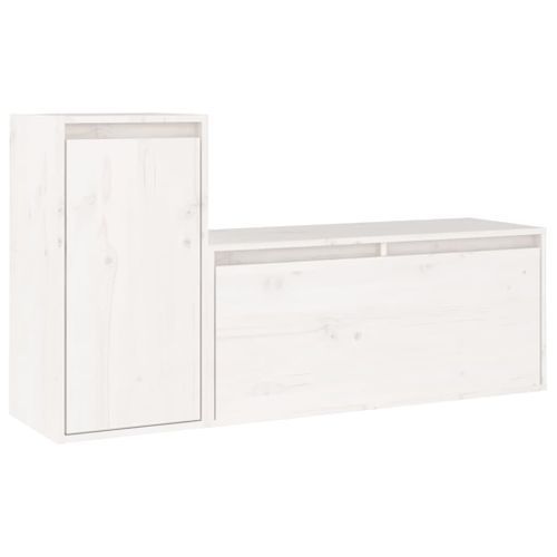 Meubles TV 2 pcs Blanc Bois massif de pin - Photo n°2; ?>