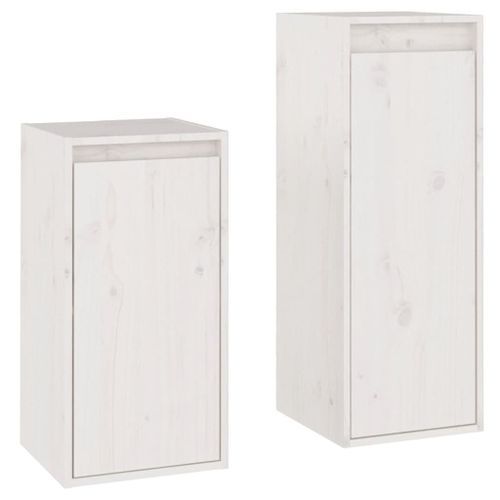 Meubles TV 2 pcs Blanc Bois massif de pin - Photo n°2; ?>