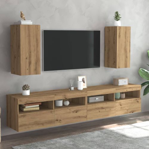 Meubles TV 2 pcs chêne artisanal 30,5x30x60cm bois d'ingénierie - Photo n°3; ?>