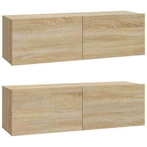 Meubles TV 2 pcs Chêne Sonoma 100x30x30 cm Bois d'ingénierie - Photo n°2; ?>