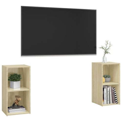 Meubles TV 2 pcs Chêne sonoma 72x35x36,5 cm 2 - Photo n°3; ?>