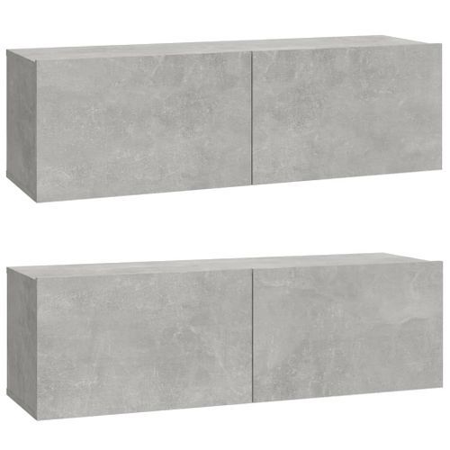 Meubles TV 2 pcs Gris béton 100x30x30 cm Bois d'ingénierie - Photo n°2; ?>