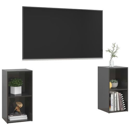 Meubles TV 2 pcs Gris brillant 72x35x36,5 cm 2 - Photo n°3; ?>