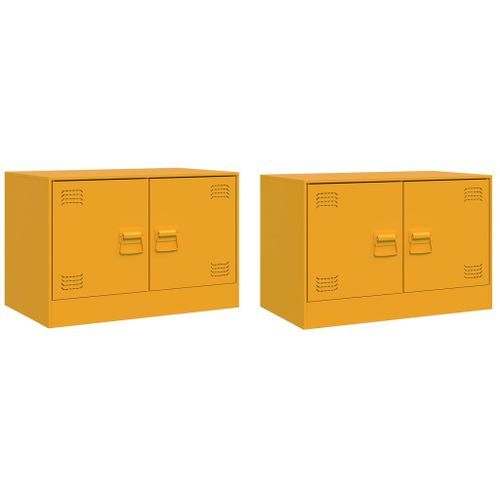 Meubles TV 2 pcs jaune moutarde 67x39x44 cm acier - Photo n°2; ?>