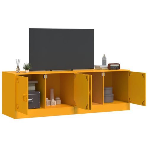 Meubles TV 2 pcs jaune moutarde 67x39x44 cm acier - Photo n°3; ?>