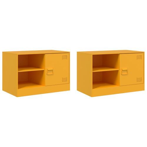 Meubles TV 2 pcs jaune moutarde 67x39x44 cm acier - Photo n°2; ?>