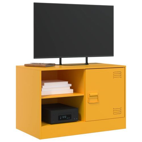 Meubles TV 2 pcs jaune moutarde 67x39x44 cm acier - Photo n°3; ?>